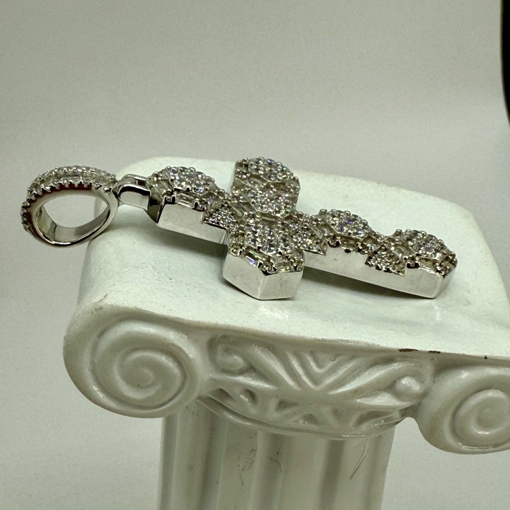 Sterling Silver CZ Cross Pendant – 3” Statement Design - Picture 10 of 17